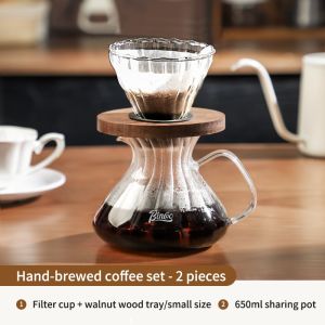 Bincoo phin pha cà phê đặt nồi chia sẻ thủy tinh bình đựng cà phê pha bằng tay bộ dụng cụ ăn cà phê cốc lọc nồi lọc pha cà phê gia đình