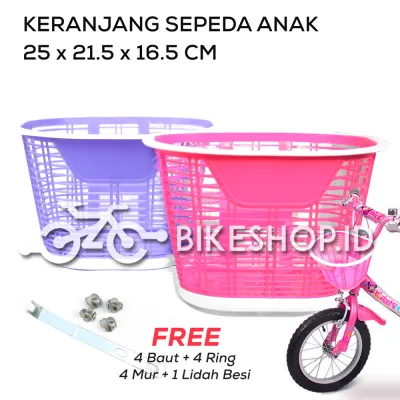Keranjang Plastik PVC Warna Sepeda Anak Minion Lipat BMX Model Garis | High Quality