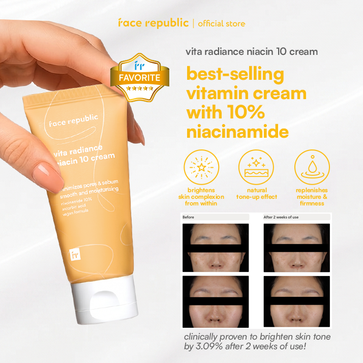 Face Republic Vita Radiance Niacin 10 Cream 50mL [Dull Skin, Brightening/Niacinamide 10%, Vegan] | Clean Kbeauty Skincare | Lazada Philippines