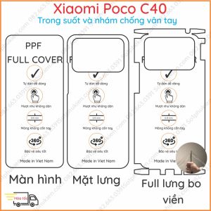 Dán PPF Xiaomi Poco C40 loại trong nhám dành cho màn hình mặt lưng full lưng bo viền