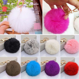 Fur ball keychain Cute Keyring fashionable bag and key hook Key Chains Handbag Charms fashion