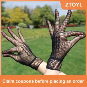 【ZTOYL】 1 cặp Hot Bán Fishnet lưới Găng tay thời trang phụ nữ Phụ Nữ Cô Gái găng tay bảo vệ ren phụ nữ thanh lịch phong cách Găng tay màu đen và trắng