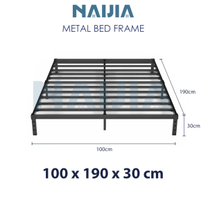 NAIJIA Metal Bed Frame Heavy Duty Katil Single/Queen/King Metal Bed Frame Anti-Rust Katil Besi with Upgraded Bed Plate Sturdy Iron Bed for Hostel & Home Black/White铁艺床