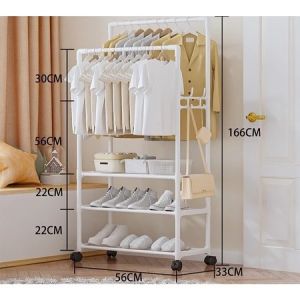 Rak Gantung Baju Double Besi Rak Gantungan Baju Celana Sepatu Stand Hanger Tempat Penyimpanan Serbaguna