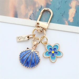 Metal Shell Keychain Small Flower Tag Design Keychain Earphone/Bag Ornaments Girl Cute Style Keychain