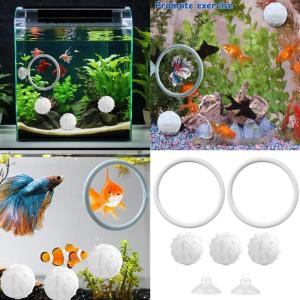 Betta Fish Stimulation Rings and Turtles Enrichment Ball Set with Suction Cup Design for Aquariums Maintenance