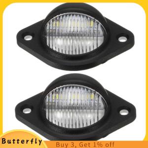 Butterfly 1Pcs 12V LED Number License Plate Light For Car Boats Motorcycle Automotive Aircraft RV Truck Trailer Exterior Lamps LED Round License Plate Light Truck License Plate Light