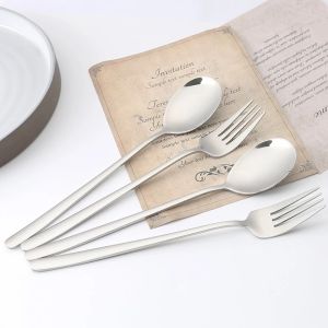 Korean Stainless Steel Spoon Fork Thickened Cutlery Square Shank Tableware