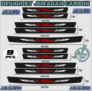 SILL PLATE KARBON 3D MOBIL TERIOS STICKER CARBON 3D PIJAKAN BUMPER BAGASI MOBIL DAIHATSU TERIOS NEW