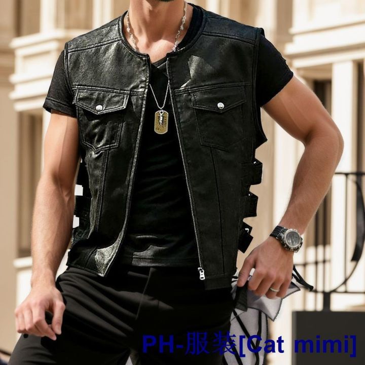 Leather vest with on sale zipper