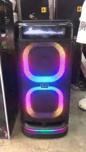 BTS-2121 Portable Karaoke Boombox with Dynamic Lyric Display Dual 10" Speakers RGB Light Effects