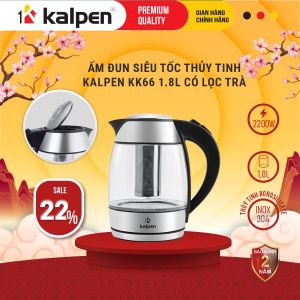 Ấm đun siêu tốc thủy tinh Kalpen KK66 1.8L có lọc trà hàng chính hãng