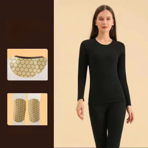 Black Gold Thermal Underwear Graphene Cashmere Silk Warm Set Moisture Wicking Quick Heating Body Temperature Regulation Underwear