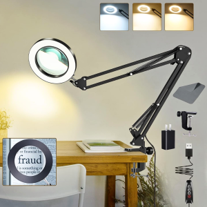 READY KKMOON Kaca Pembesar Service elektronik hp LED 2x Tri Color 12W 1200lm + Lampu Baca Klip