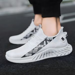 Korean Fashion Mens Rubber Running Shoes - Breathable Mesh Sports Trainers - Training