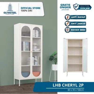 Olymsteel LHB Cheryl 2P / Lemari Hias Besi / Rak Pajangan Beige / Cream