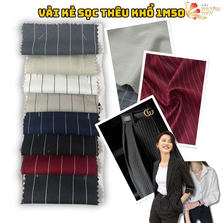 Vải kẻ sọc ngang Phượng Thúy khổ ngang 1m50 chuyên may sơmi quần tây ...