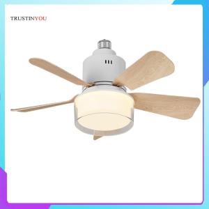 พัดลมติดเพดานรีโมทหลอดไฟพัดลม5ใบพัดพัดลมติดเพดานเบ้าเสียบหลอดไฟพร้อมโคมไฟสำหรับห้องนั่งเล่นห้องนอน