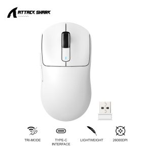 Attack Shark X3 Wireless Gaming Mouse Lightweight Tri-Mode 2.4G USB-C Wired Bluetooth Programmable Buttons PAW-3395