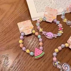 Mumystation Gelang Jelly Korea Anak Perempuan Gelang Manik-Manik Motif Karakter Lucu