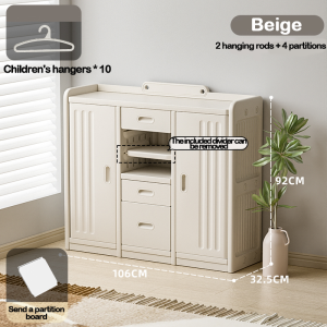 Kids Toy Storage Cabinet Childrens Wardrobe Clothes Storage Large Capacity Multi-layer Free