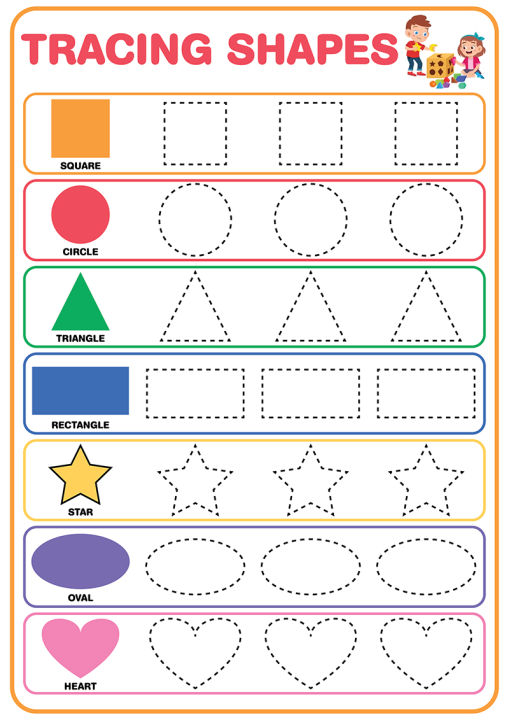 Tracing Shapes Educational Chart - A4 Size Poster - Waterproof print ...