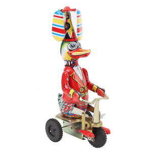 Decorative Duck on Tin Tricycle Retro Tinplate Wind Up Toy Ideal for Home and Coffee Shop Decors