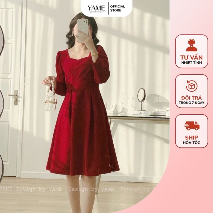 Váy Nhung Đỏ Nữ Đầm Nhung Dài Qua Gối Ôm Dáng Tay Dài Size Lớn Phong Cách  Mới Xuân Thu Cho Nữ | Lazada.vn