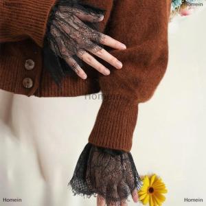 [COD] Homein 1 Pair Decorative Lace Sleeves Decorated Cuffs Sleeve For Wedding Dress Wild Flounces Wrist Sleeves Pleated Wrist Cuffs