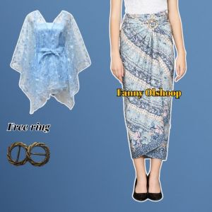 Set kebaya outer tille pita cantik mix rok lilit batik kondangan wisuda bridesmaid kebaya modern mewah 2024 kekinian