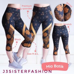 CELANA LEGGING OLAHRAGA WANITA MIA BATIK MERAH legging corak panjang celana yoga celana zumba fitness  gym sepeda dance salsa obic