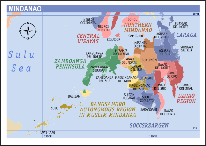 Mindanao Map With Regions & Provinces Waterproof A4 Laminated Chart ...