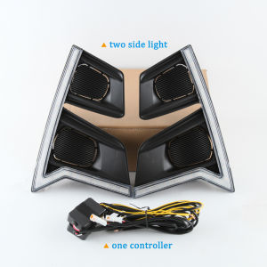 SNCN 2PCS 12V Car LED Daytime Running Headlamps For Isuzu D-Max Pick-up Truck 2020 2021 Dynamic Daylights Yellow Signal Car DRL Foglamp