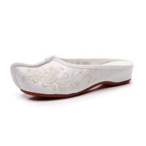 [Free Shipping] Pointed-Toe Slippers Ethnic Style Summer WomenS Embroidered Fabric Slippers Embroidered Cloth Shoes Slippers