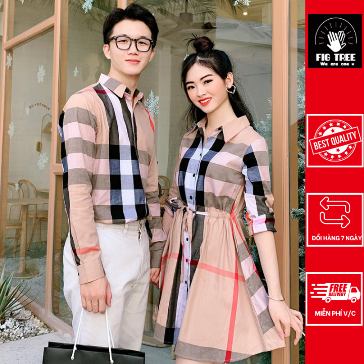 Set váy áo sơ mi đôi - Đồ đôi thời trang thiết kế nam nữ chất đẹp màu xanh  AV177 YAME Couple | Shopee Việt Nam