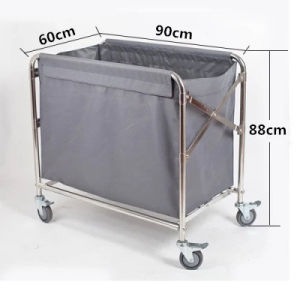 HANA Hotel / House Folding Laundry Basket Cart Trolley with Removable Bag