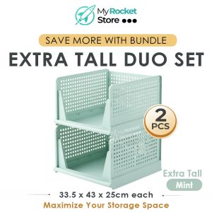 Foldable Stackable Storage Box Shelf | Modular Clothes Organizer | Wardrobe & Cabinet Storage Basket