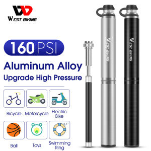 WEST BIKING 160PSI High Pressure Portable Bike Pump Mini Bicycle Air Pump With Hose Schrader Presta Universal Valve Ball Tire Inflator