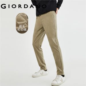 GIORDANO Men Pants Corduroy Fleece-Lined Chunky Warm Pants Multi-Pocket Solid Color Mid Rise Fashion Casual Pants 01113671
