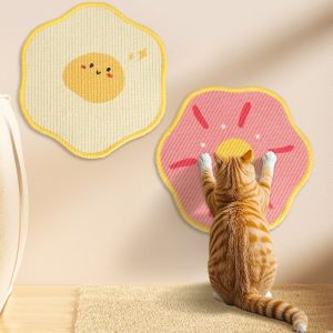 TUS Wear-resistant Cat Scratcher Self-Adhesive Flower Shape Cat Claw Grinder Vertical Pad Furniture Protection Sticky Scratch Board for Cat Indoor Cats