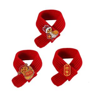 3Pcs Khăn quàng cổ thú cưng cho chó mèo Trung Quốc rắn năm chủ đề lễ hội Khăn Cổ Áo dệt kim ấm áp cho thời tiết lạnh Pet khăn choàng cổ