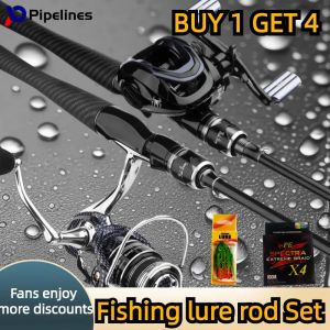 【COD】Pipeliness M 1.8M/2.1M 5.9Ft/6.89Ft ultra light and stronger spinning/casting fishing rod carbon fiber black fishing lure rod with anti-skid handle for all waters