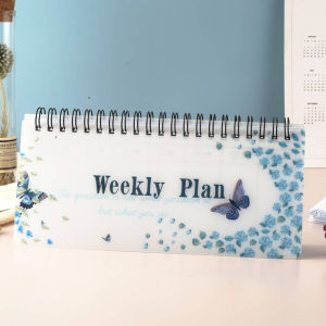 50 Sheets Portable Weekly Planner Notepad Spiral Flip Notebook with To-Do List Grid Notes Mini Desk Organizer for School Office and Home Use
