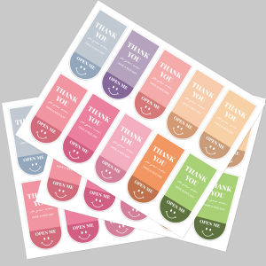 pamelaea 100pcs 10 Sheets Thank You For Your Order Stickers Smile Decorative Sealing Stickers for Business Delivery Packaging Mailing Bag