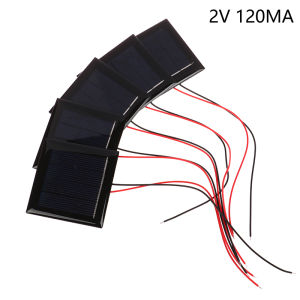 [Habilulu] Micro Solar Board Photovoltaic 5Pcs 2V120MA Solar Cells with Wires Solars Epoxy