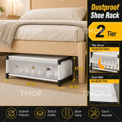 TMOP Dustproof Shoe Rack with Cover Stainless Steel Multilayer Organizer for Indoor Outdoor Dorm Stackable Shoe Cabinet