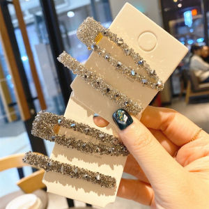 2Pcs/set Bling Crystal Rhinestones Hairpins Simple Geometry Hair Clip for Women Girls BB Clips Word Clip Barrette Hair Accessories