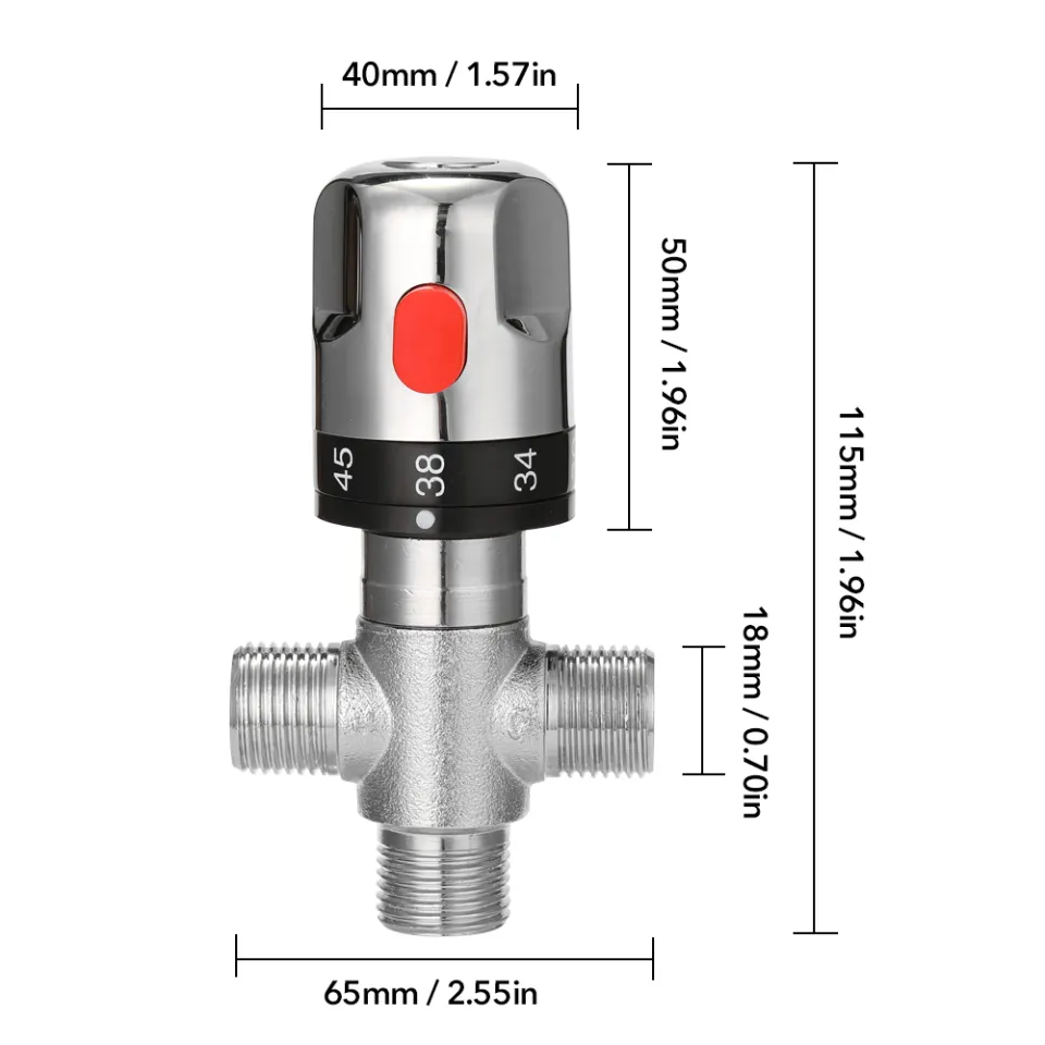 Brass Thermostatic Mixing Valve Bathroom Faucet Temperature Mixer