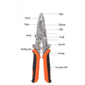 P PMC Kìm tuốt dây điện đa năng 12 trong 1 thiết kế gấp gọn dễ dàng bỏ túi được làm từ thép Chrome Vanadi mạnh mẽ và bền bỉ.