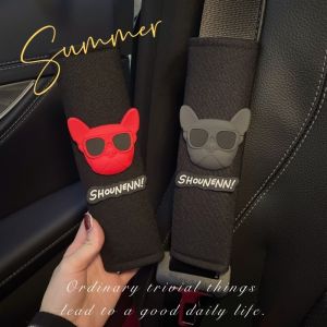 2PCs universal safety belt protector cover cartoon shoulder strap shoulder breathable & soft ice silk shoulder pad cover kit for s and children car truck SUV